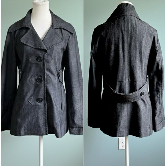 Sandro Chambray Denim Trench Jacket | Size Medium - Picture 1 of 10